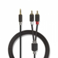 CAVO AUDIO JACK 3,5MM STEREO A X2 RCA 2MT ANTRACITE