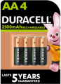 DURACELL BATTERIA RICARICABILE 4 STILO AA 1,2V 2500mAh PRE CARICATE