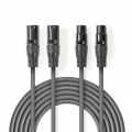 Cavo Audio XLR Bilanciato | 2x Maschio a 3 Pin XLR - 2x Femmina a 3 Pin XLR | 1,5MT | Grigio