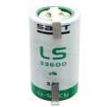 SAFT PILA AL LITIO D TORCIA 3,6V 16,5Ah LS33600 CON LAMELLE