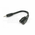 CAVO SDOPPIATORE 1 SPINA JACK 3,5mm STEREO 2 PRESE JACK 3,5mm STEREO 0,20MT