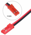 CONNETTORE JST 2 PIN MASCHIO PASSO 2 CON CAVO 10CM ROSSO E NERO 26AWG 0,25MM